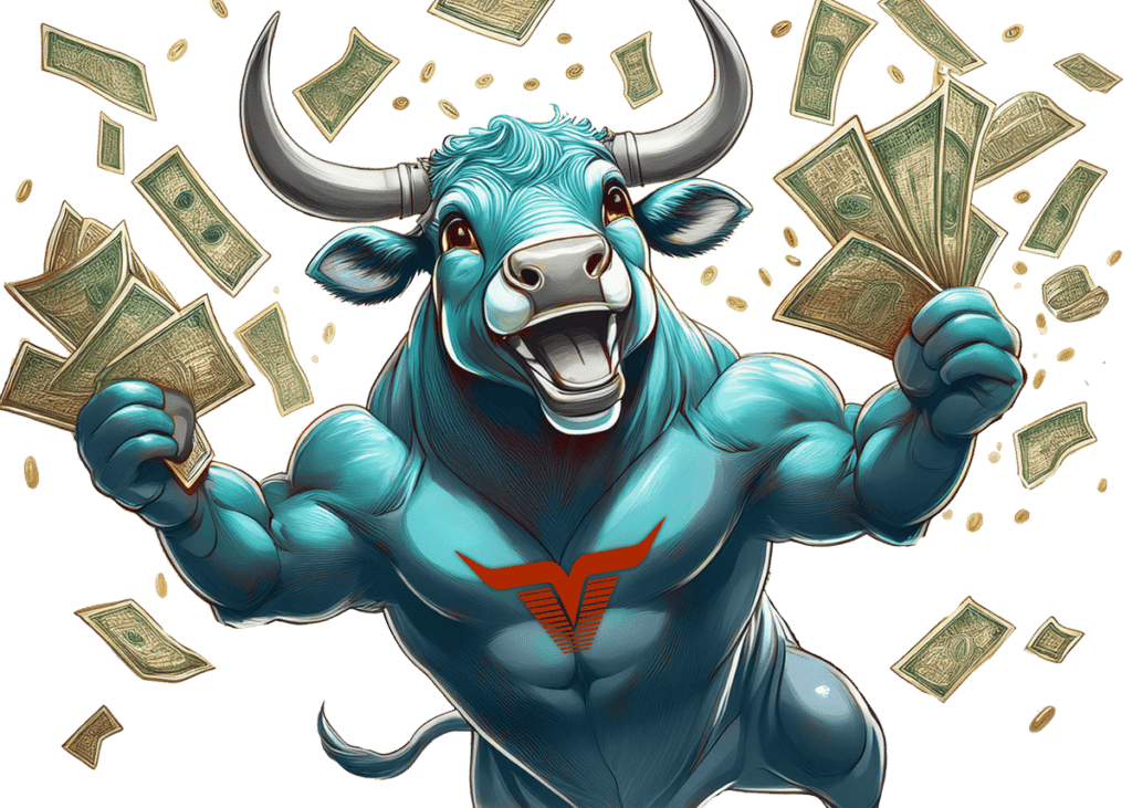 bull money graphic bull throwing cash to promote the bull buddy program